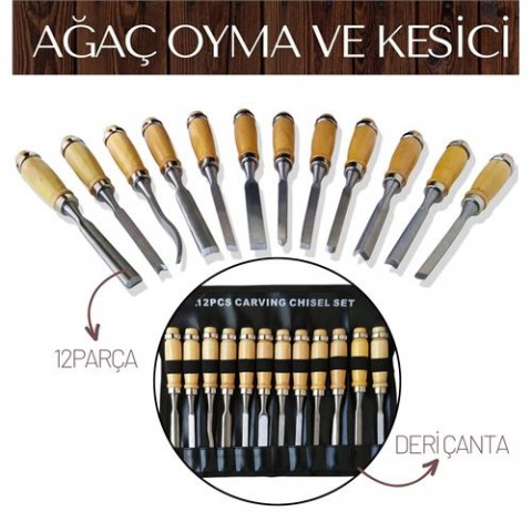 Hepbidolu  Elena 12 Parça Çantalı Ağaç Oyma ve Kesici Set 715248