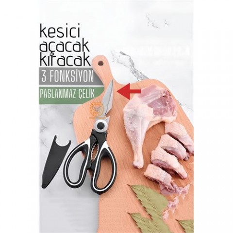ModaCar Tavuk Makası Çelik Mutfak Makası Açacak Kıracak Kesici Özelik
