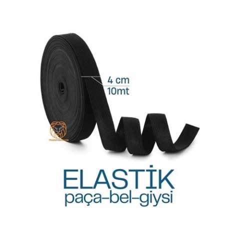 ModaCar 4 ADET Yassı Bel Paça Giysi Lastiği 10 Metre 4 cm SİYAH 720671