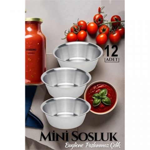 ModaCar 12 ADET Paslanmaz Çelik Mini Sos Kasesi  719216