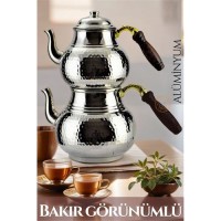 ModaCar 4 ADET Çaydanlık Seti Bakır Görünümlü Alüminyum 750+1600 ML 719293