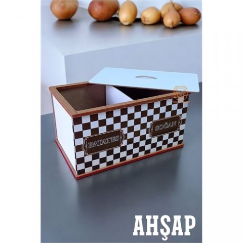 ModaCar Patates Soğanlık Ahşap Kapaklı Patates Soğan Kutusu