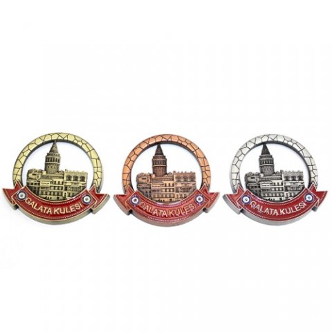 İstanbul Temalı Metal Magnet Galata Kulesi Yuvarlak Tasarım