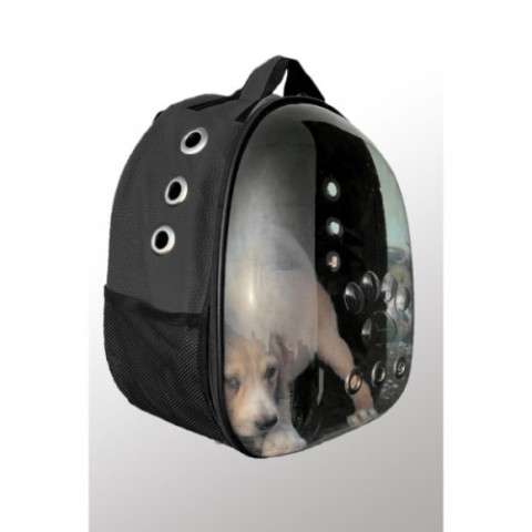 Deri Astronot Kedi Ve Köpek Taşıma Çantası Siyah Renk