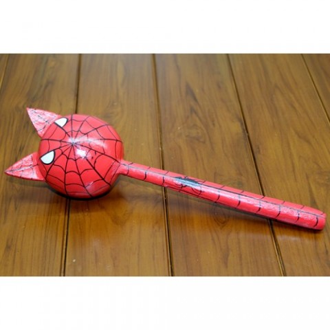 Ahşap Kedili Spiderman Marakas Tekli