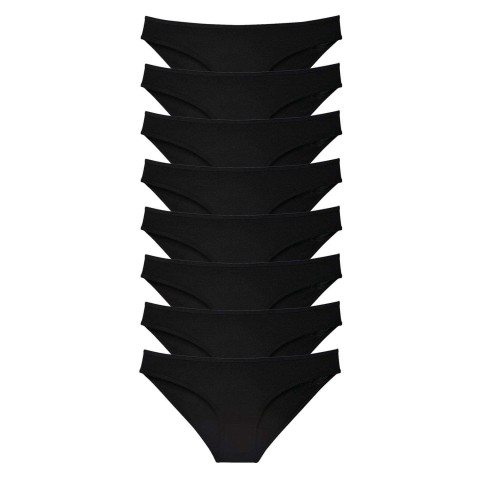 8 adet Süper Eko Set Likralı Kadın Slip Külot Siyah Beden XL