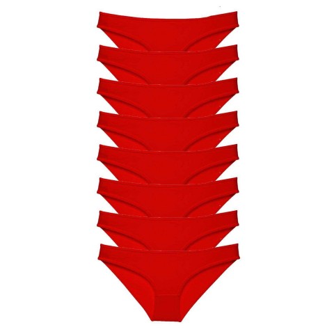 8 adet Süper Eko Set Likralı Kadın Slip Külot Kırmızı Beden XL