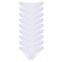 9 adet Süper Eko Set Likralı Kadın Slip Külot Beyaz Beden XL