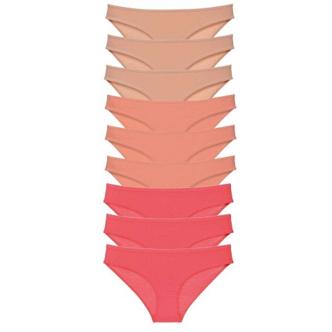 9 adet Süper Eko Set Likralı Kadın Slip Külot Ten Pudra Fuşya Beden XL