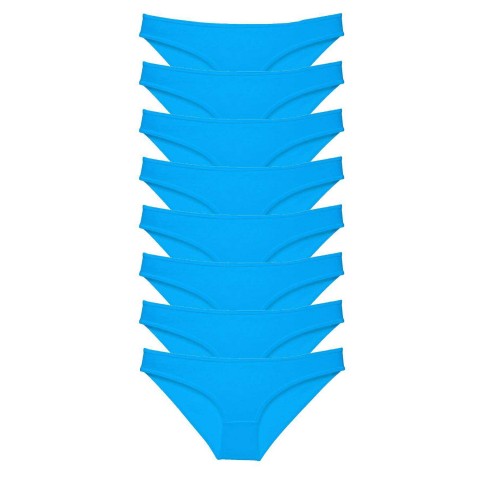 8 adet Süper Eko Set Likralı Kadın Slip Külot Mavi Beden XL