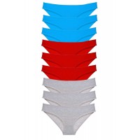 9 adet Süper Eko Set Likralı Kadın Slip Külot Kırmızı Gri Mavi Beden XL