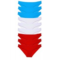 9 adet Süper Eko Set Likralı Kadın Slip Külot Kırmızı Beyaz Mavi Beden XL