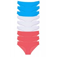 9 adet Süper Eko Set Likralı Kadın Slip Külot Fuşya Beyaz Mavi Beden XL