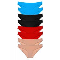 8 adet Süper Eko Set Likralı Kadın Slip Külot Siyah Kırmızı Ten Mavi Beden XL