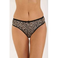 Leopar Desenli Likralı Yumuşak Dokulu Kadın Slip Külot Beden M