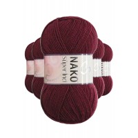 5 Adet Süper İnci El Örgü İpi 100 gr Bordo 999