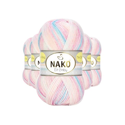 5 Adet Mini Batik Bebe El Örgü İpi Pembe Turkuaz 32431