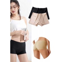 2 Adet Kadın Dikişsiz Görünmez İz Yapmaz Mini Şort Boxer Siyah Ten Beden XL