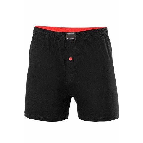 Düğmeli Pamuklu Erkek Penye Boxer Büyük Beden Siyah - 1278A Beden 3XL