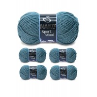5 Adet Sport Wool Atkı Bere Ceket Yelek Örgü İpi Yünü No: 185 Fırtına