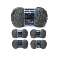 5 Adet Sport Wool Atkı Bere Ceket Yelek Örgü İpi Yünü No: 193 Koyu Gri Melanj