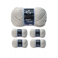 5 Adet Sport Wool Atkı Bere Ceket Yelek Örgü İpi Yünü No: 195 Açık Gri Melanj