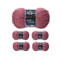 5 Adet Sport Wool Atkı Bere Ceket Yelek Örgü İpi Yünü No: 327 Gül Kurusu