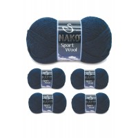 5 Adet Sport Wool Atkı Bere Ceket Yelek Örgü İpi Yünü No: 3088 Lacivert
