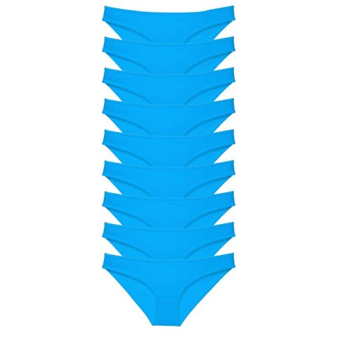 9 adet Süper Eko Set Likralı Kadın Slip Külot Mavi Beden XL