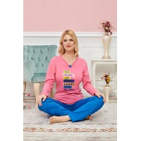 Bayan Uzun Kollu Pijama Takımı Model no 7598 Beden XL