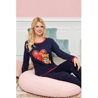 Bayan Uzun Kollu Pijama Takımı Model no 7600 Beden XL