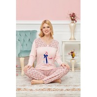 Bayan Uzun Kollu Pijama Takımı Model no 7599 Beden XL