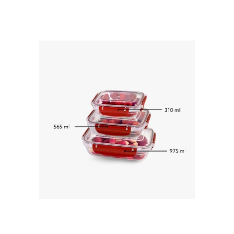 Master Seal Dikdörtgen Saklama Kabı Seti 3 Parça(310,565,975 ml)