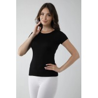 Vivaldi Kadın Siyah Yarım Kollu Açık Yaka Badi 351 Beden L-XL
