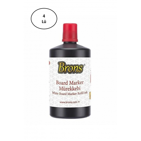 Brons BR-9152 250 CC Kırmızı Tahta Kalemi Mürekkebi 4'lü