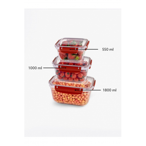 Master Dikdörtgen Saklama Seti 3'lü 550-1000-1800 Ml Hepbidolu -30866