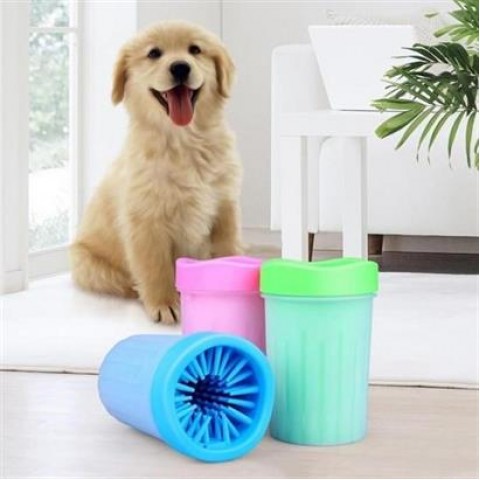 Silikon Jel Fırçalı Kedi Köpek Pati Ayak Yıkama Temizleme Kovası (Küçük)
