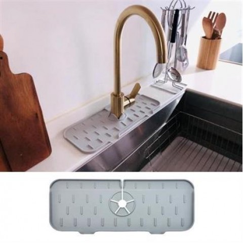Lavabo İçin Silikon Esnek Mat Musluk Sapı Damlama Tutucu Raf Mutfak Tezgahı Sıçrama Koruma