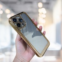 İPHONE 14 PRO KARBON FİBER KAPLAMALI TLP YUMUŞAK RENKLİ SİLİKON KILIF Renk ROSE GOLD
