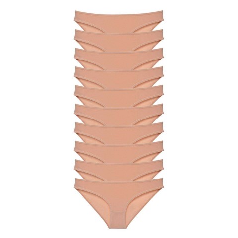 10 adet Süper Eko Set Likralı Kadın Slip Külot Ten Beden XL