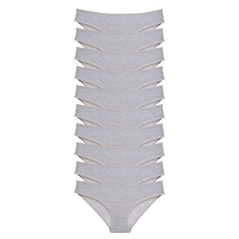 10 adet Süper Eko Set Likralı Kadın Slip Külot Gri Beden XL