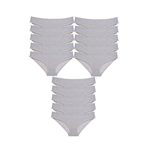 15 adet Süper Eko Set Likralı Kadın Slip Külot Gri Beden S