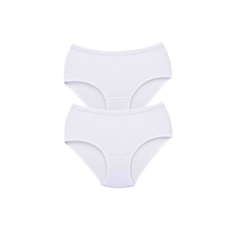 2 Adet Tutku Kadın Yüksek Bel Bato Kalın Lastik Külot Beyaz Beden 2XL