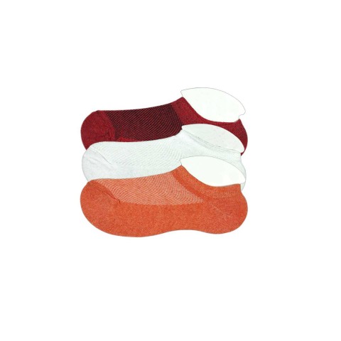 3 Adet Çocuk Sneaker Patik Çorap Bordo Beyaz Turuncu Beden 9-10 Yaş