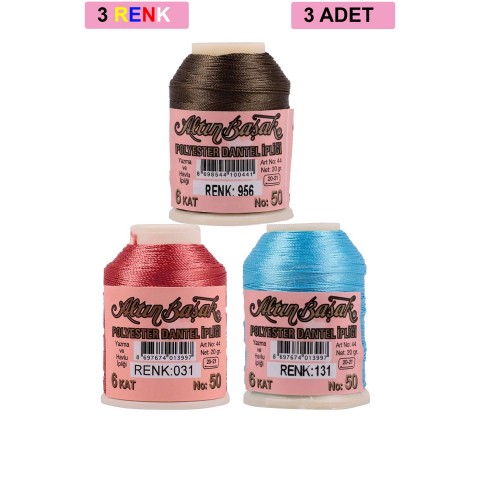 3 Adet Altınbaşak Oya ve Dantel İpi 20 gr -    - No: 031 - 131 - 956